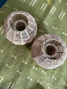 Woven Rattan Lantern Shades in Natural Beige